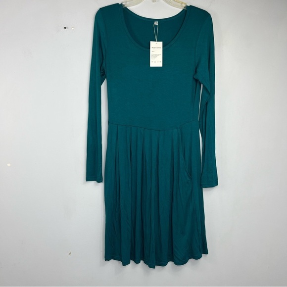Auselily Dresses & Skirts - Auselily NEW Size Small Jersey Pockets Teal Long Sleeve A-Line Dress SS15